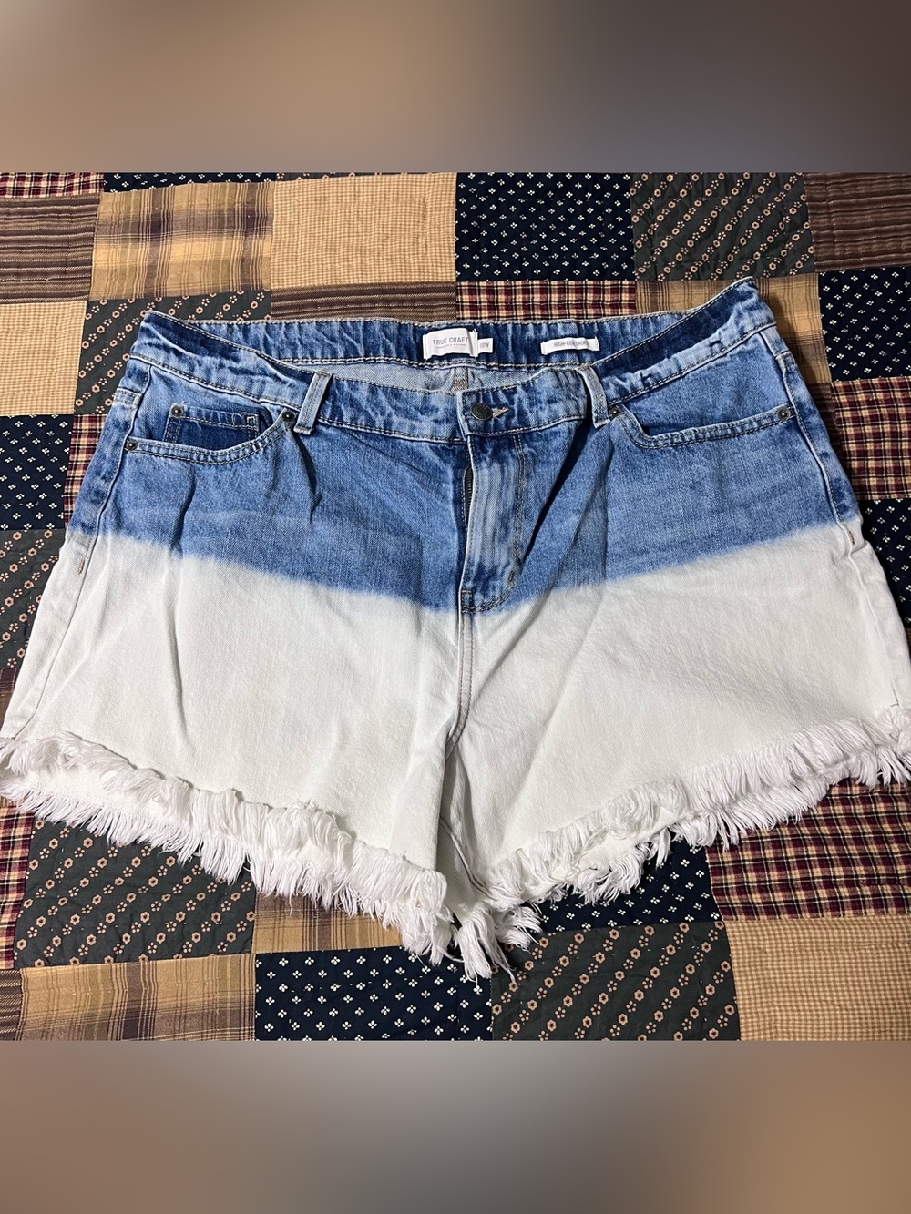 TRUE CRAFT Dip Dye Ombre Denim Shorts 18W High Rise